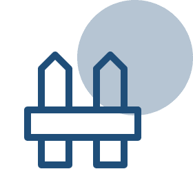 Icon of fence and circle silhouette