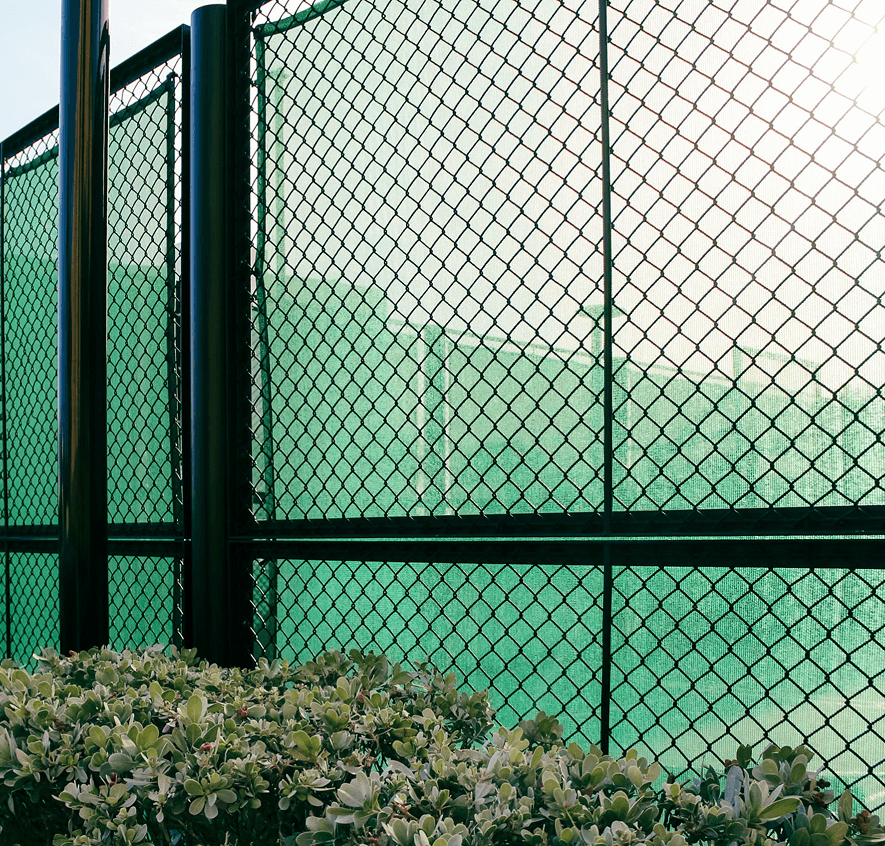 Green fence with sunlight